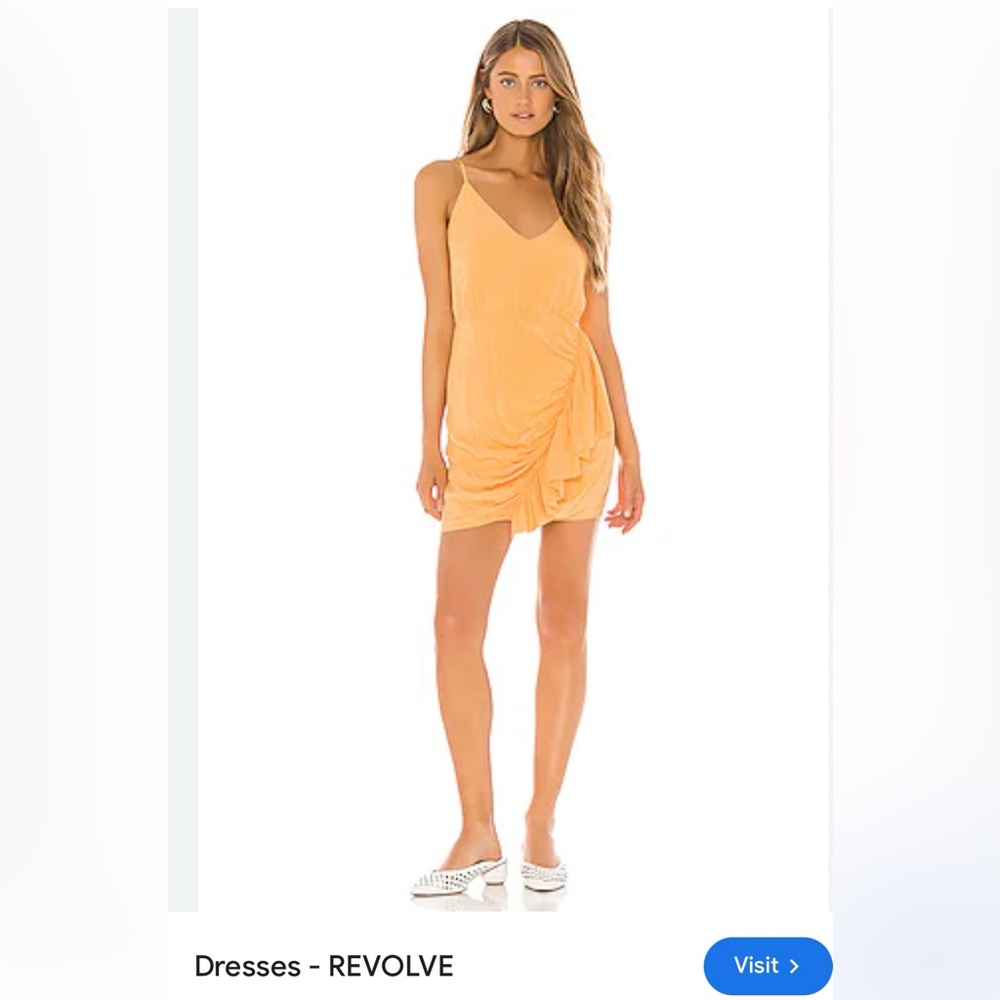 Lovers + Friends Peach Ruched Mini Dress Satin Slip Revolve Size M